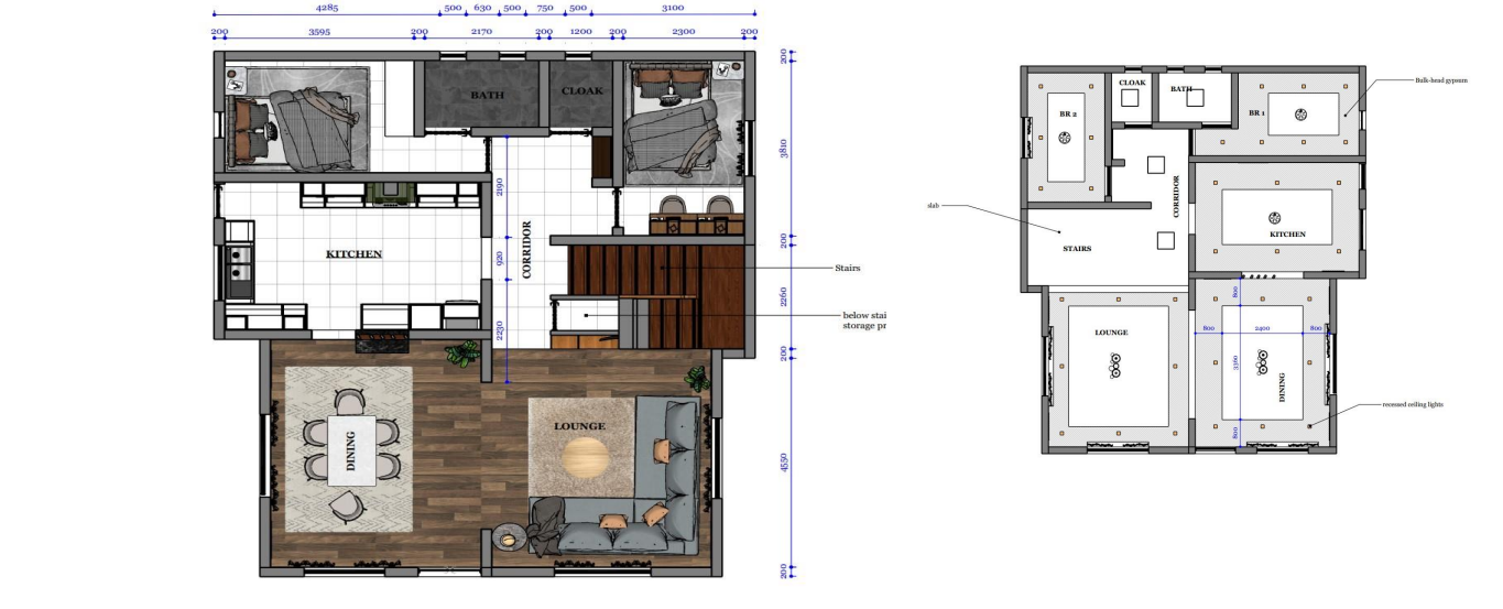Residential house floor plan showing 3-bedroom layout